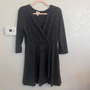 Mossimo Supply Co. Dark Charcoal Wrap-Front Long Sleeve Dress